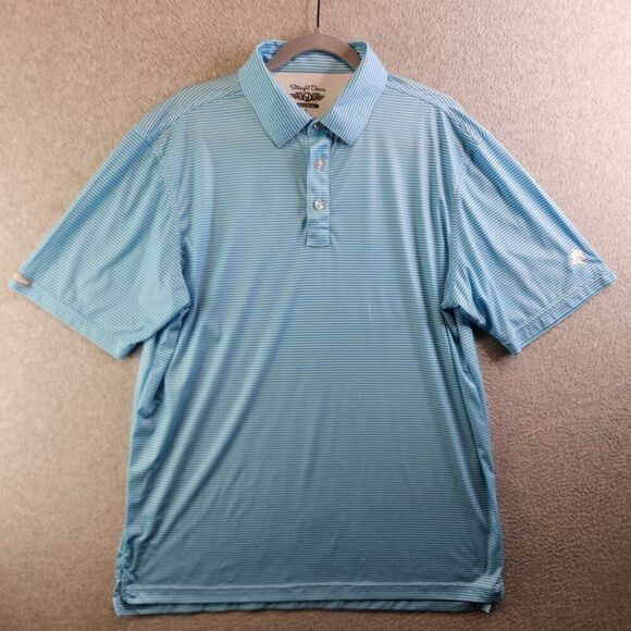 Straight Down Shirt Mens L Blue Striped Golf Performance Polo Ultralightweight - Picture 1 of 12